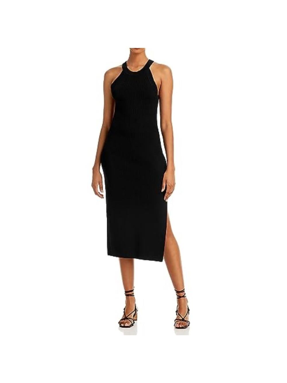 NWT WAYF Ashley Halter Midi Dress with Side Slit Black Sz XS